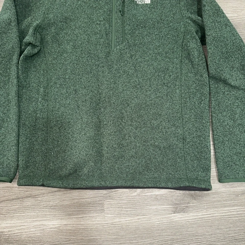 North Face Men's 1/4 Quarter‎ Zip Pullover Size M Fleece Logo Green